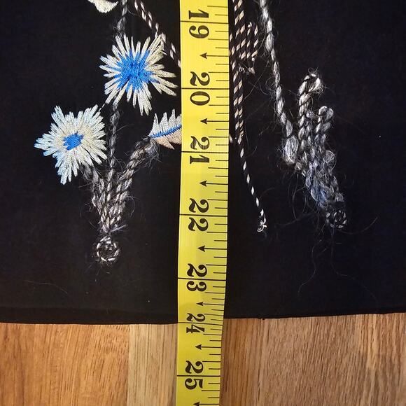 Alfani Black Suede Skirt with Blue Floral Embroidery Size 12 - Picture 7 of 7